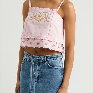 Damson Madder Pink Embellished Crop Camisole Top